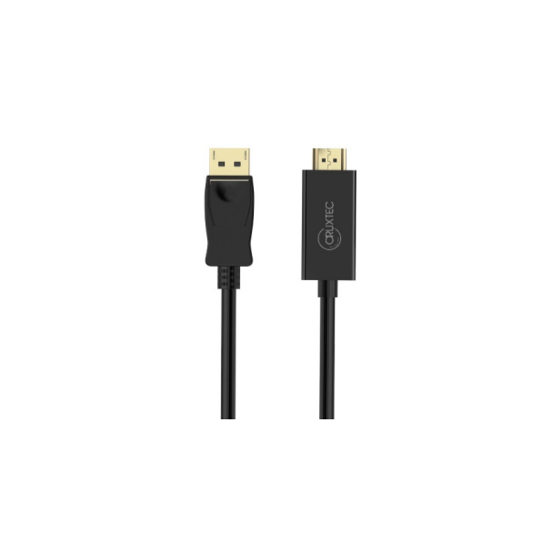 Cruxtec DH4K30H-02-BK Displayport Male to HDMI Male Cable 2m Black -4K/30Hz