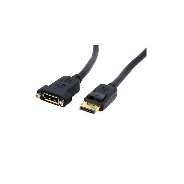 StarTech DPPNLFM3 DisplayPort(M) to DisplayPort(F) Panel Mount Cable Black 1m