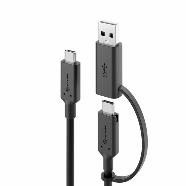 ALOGIC ELCCA3212-BK Elements Series USB-C to USB-C Cable with USB-A Adapter 1.2m