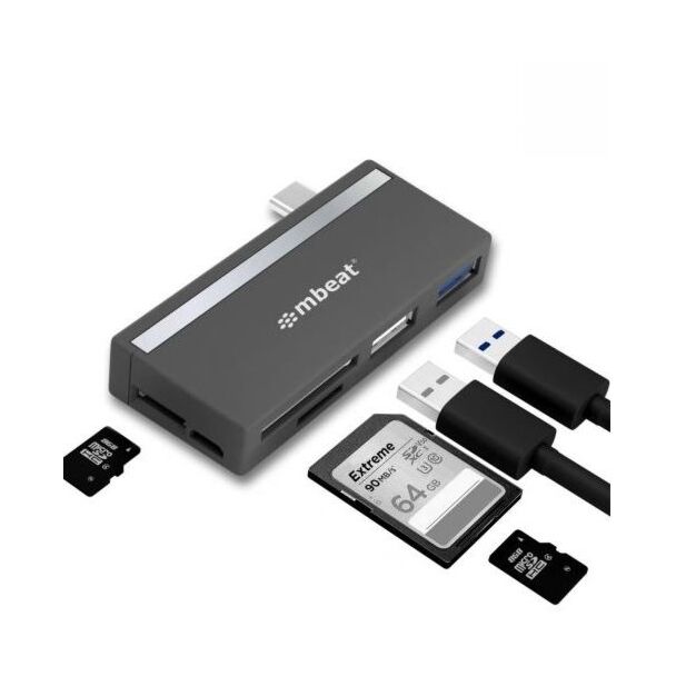 MBEAT MB-UCH-27GRY Essential  5-IN-1 USB C Hub