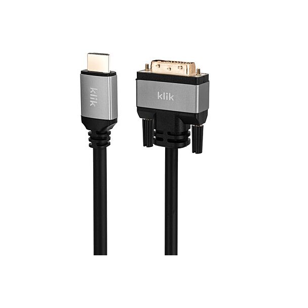 Klik KHDDV020 2 Metre HDMI Male to DVI Male Cable