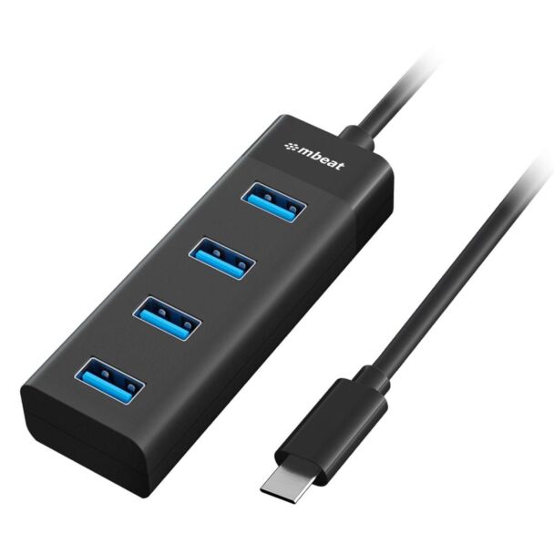 Mbeat MB-C3H-4K USB-C to 4-Port 3.0 Hub - Black