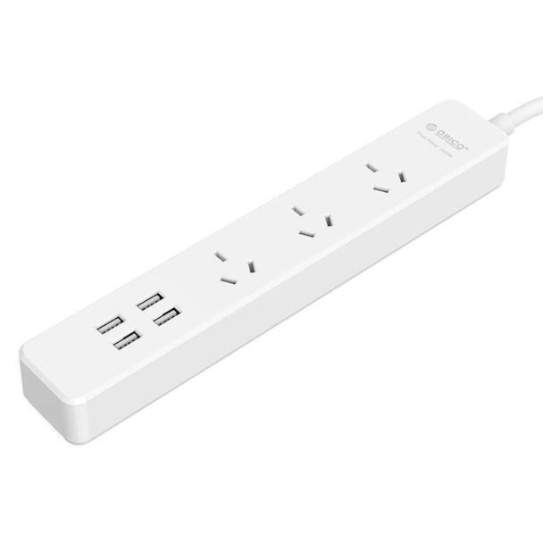 Orico OSC-3A4U Surge Protector 3 AC Outlet Power Strip 4 USB 20W Smart Charging Port