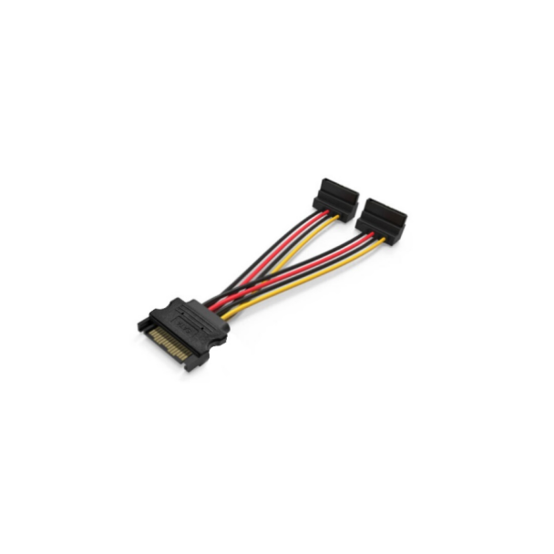 Cruxtec PST-15PL2-20BK SATA Power Splitter Cable 15Pin Male to 2x15pin Female 90 degree 20cm