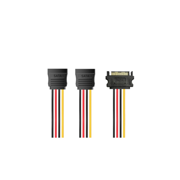 Cruxtec PST-15PT2-20BK SATA Power Splitter Calbe 15Pin Male to 2x15 Pin Female 20cm