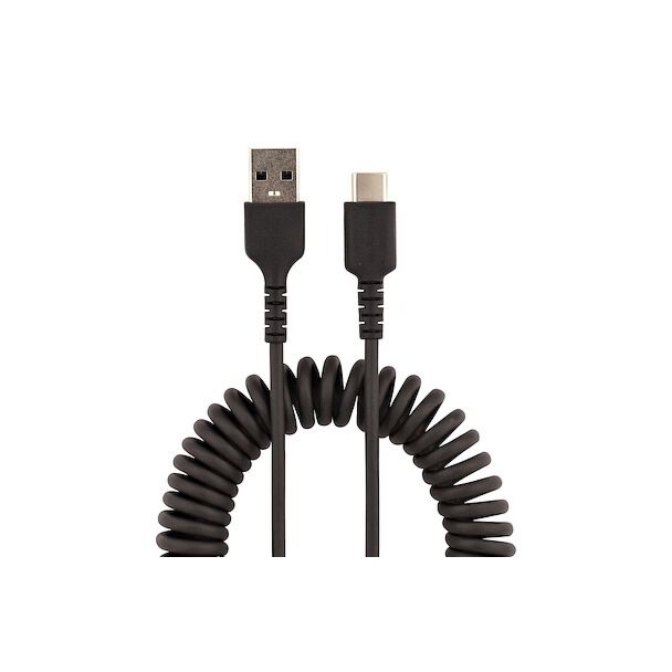 StarTech R2ACC-50C-USB-CABLE USB A to C Charging Cable - 50cm Coiled Cable Black