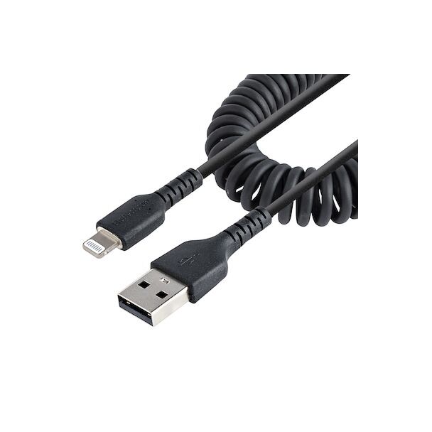 StarTech RUSB2ALT1MBC USB to Lightning Cable - 1m Coiled Cable Black