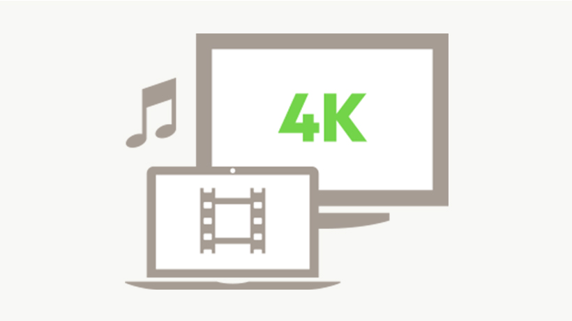 Illustration of a TV and laptop with 4K video