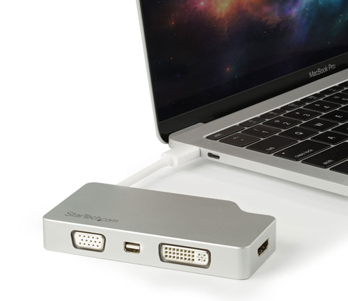 The multiport adapter connected to a MacBook