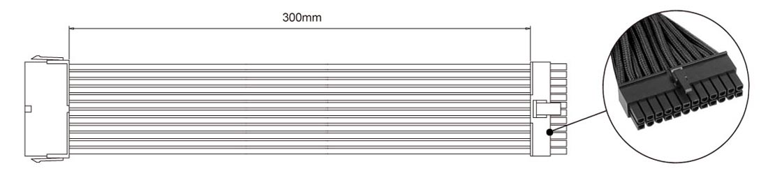 Diagram of PP07 cable (300mm long)