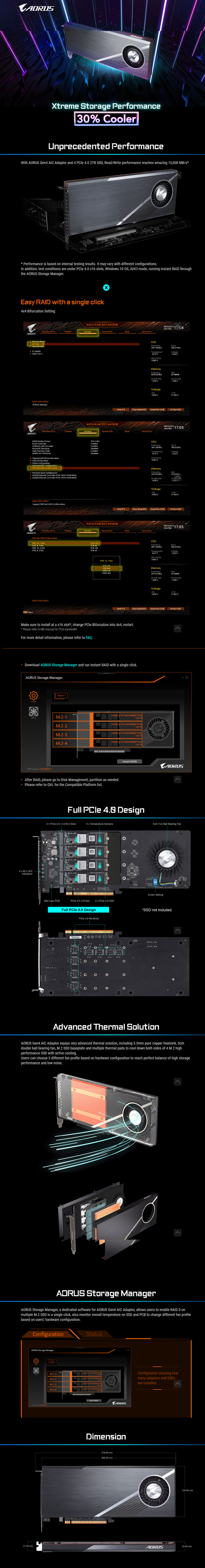 GIGABYTE GC-4XM2G4 AORUS Gen4 AIC Adaptor