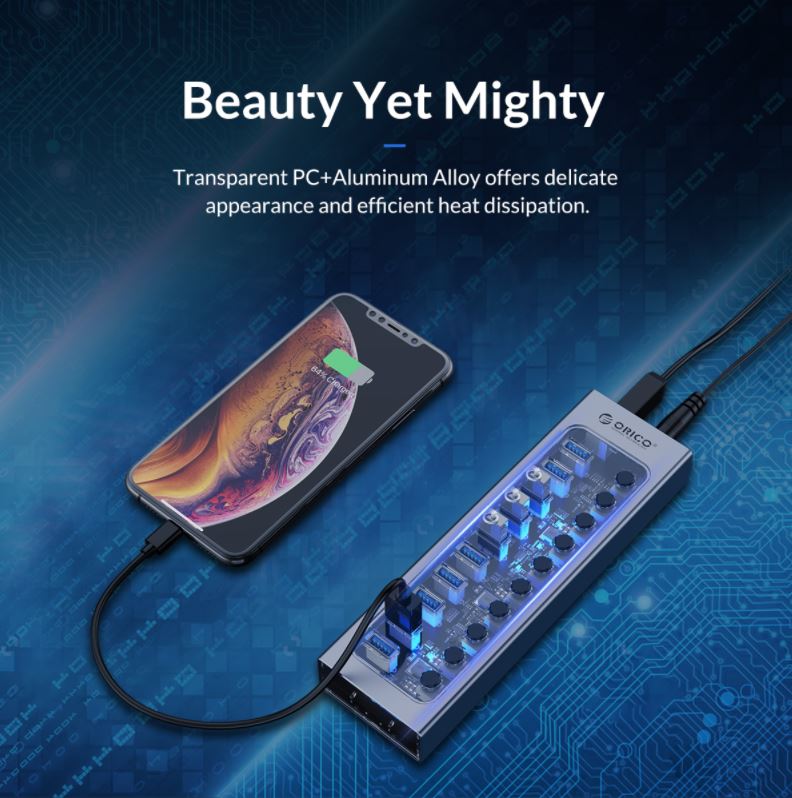 Transparent PC+Aluminum Alloy offers delicate appearance and efficient heat dissipation