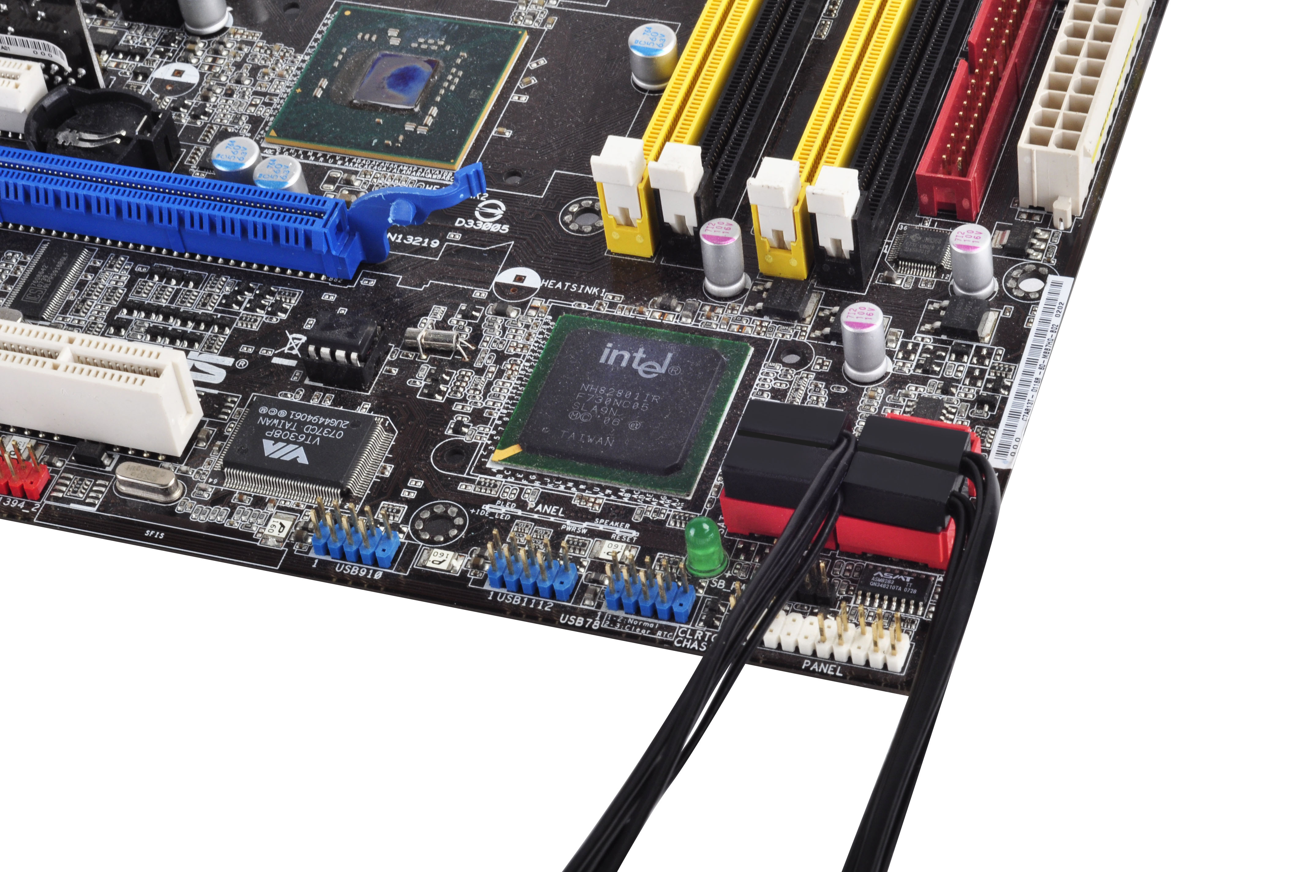 SATA cables connected to top of motherboard